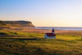 Sunset at the Breidavik church in Westfjords, Iceland