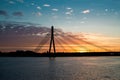 Sunset Bridge River Daugava Riga