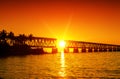 Sunset at broken bridge Royalty Free Stock Photo