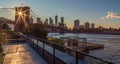 Sunset on the Broklyn Bridge Royalty Free Stock Photo