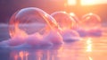 Sunset bubbles foam beach serenity Royalty Free Stock Photo