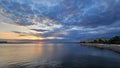 Sunset in Bucharest over Morii Lake