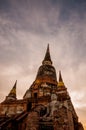 Sunset and Buddha statue AYUTTHAYA Thailand Royalty Free Stock Photo