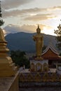 Sunset with Buddha Statue Muang Xai, Laos Royalty Free Stock Photo