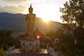 Sunset with Buddha Statue Muang Xai, Laos Royalty Free Stock Photo