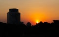 Sunset with building silhouette Royalty Free Stock Photo