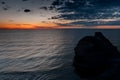 Sunset. Byrum raukar on Swedish Island Oland: Spectacular limestone formations