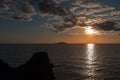Sunset. Byrum raukar on Swedish Island Oland: Spectacular limestone formations