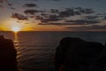 Sunset. Byrum raukar on Swedish Island Oland: Spectacular limestone formations