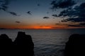 Sunset. Byrum raukar on Swedish Island Oland: Spectacular limestone formations