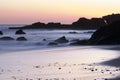 Sunset on California Beach rocks and cliffs