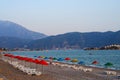 Sunset on the Calis Beach on the Aegean Sea Royalty Free Stock Photo