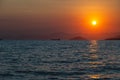 Sunset on the Calis Beach on the Aegean Sea Royalty Free Stock Photo