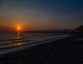 Sunset on the Calis Beach on the Aegean Sea Royalty Free Stock Photo