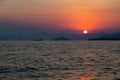 Sunset on the Calis Beach on the Aegean Sea Royalty Free Stock Photo