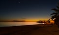 Sunset on a calm Mediterranean beach at Malaga, Spain. Royalty Free Stock Photo