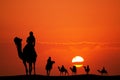 Sunset camel ride Royalty Free Stock Photo