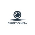 Sunset camera logo, vector illustration Royalty Free Stock Photo