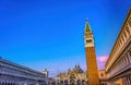 Sunset Campanile Bell Tower Sun Saint Mark's Square Piazza Venice Italy Royalty Free Stock Photo