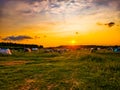 sunset camping, fest Royalty Free Stock Photo