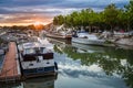 Sunset Canal du Rhone a Sete France Royalty Free Stock Photo