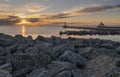 Sunset at Canal Park in Duluth Royalty Free Stock Photo