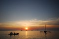 Sunset canoeing Royalty Free Stock Photo