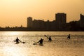 Sunset canoeing Royalty Free Stock Photo