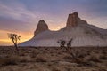 Sunset in the canyon of Boszhira, chines of Ustyurt, Kazakhstan Royalty Free Stock Photo