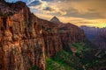 Sunset on Canyon Overlook, Zion National Park, Utah Royalty Free Stock Photo