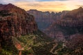 Sunset on Canyon Overlook, Zion National Park, Utah Royalty Free Stock Photo