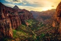 Sunset on Canyon Overlook, Zion National Park, Utah Royalty Free Stock Photo