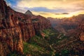 Sunset on Canyon Overlook, Zion National Park, Utah Royalty Free Stock Photo