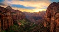 Sunset on Canyon Overlook, Zion National Park, Utah Royalty Free Stock Photo