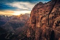 Sunset on Canyon Overlook, Zion National Park, Utah Royalty Free Stock Photo