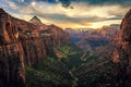 Sunset on Canyon Overlook, Zion National Park, Utah Royalty Free Stock Photo