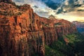 Sunset on Canyon Overlook, Zion National Park, Utah Royalty Free Stock Photo