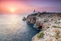 Sunset at Cape St. Vincent, Sagres, Algarve, Portugal Royalty Free Stock Photo