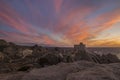 Sunset at the Capotesta lighthouse in Sardinia Royalty Free Stock Photo