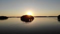 Sunset captured with drone at Saimaa