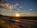 Sunset car daytrip in tuscany Royalty Free Stock Photo