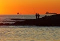 Sunset Carcavelos shore Royalty Free Stock Photo