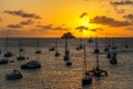 Sunset at the Caribbean island of Saint Barthelemy Royalty Free Stock Photo