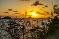 Sunset at the Caribbean island of Saint Barthelemy Royalty Free Stock Photo