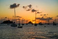 Sunset at the Caribbean island of Saint Barthelemy Royalty Free Stock Photo