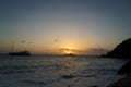 Sunset at the Caribbean island of Saint Barthelemy Royalty Free Stock Photo
