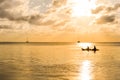 Sunset in the Caribbean sea by Caye Caulker island, Belize