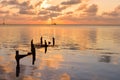 Sunset in the Caribbean sea by Caye Caulker island, Belize
