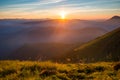 Sunset in the Carpathian mountains, landscape Royalty Free Stock Photo