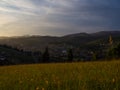 Sunset in Carpathian mountains